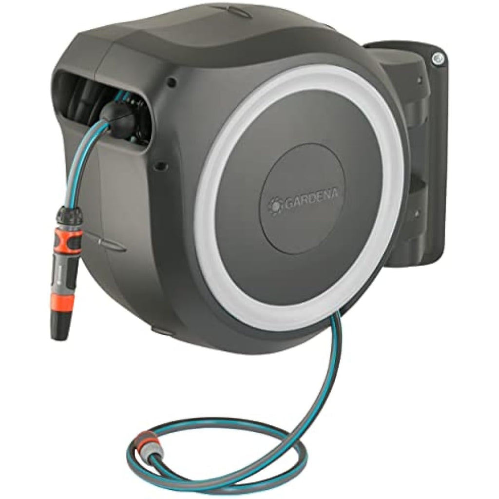 Gardena RollUp L Wall-Mounted Hose Box | 30m Retractable Reel - White