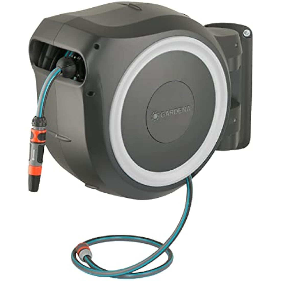 Gardena RollUp L Wall-Mounted Hose Box | 30m Retractable Reel - White