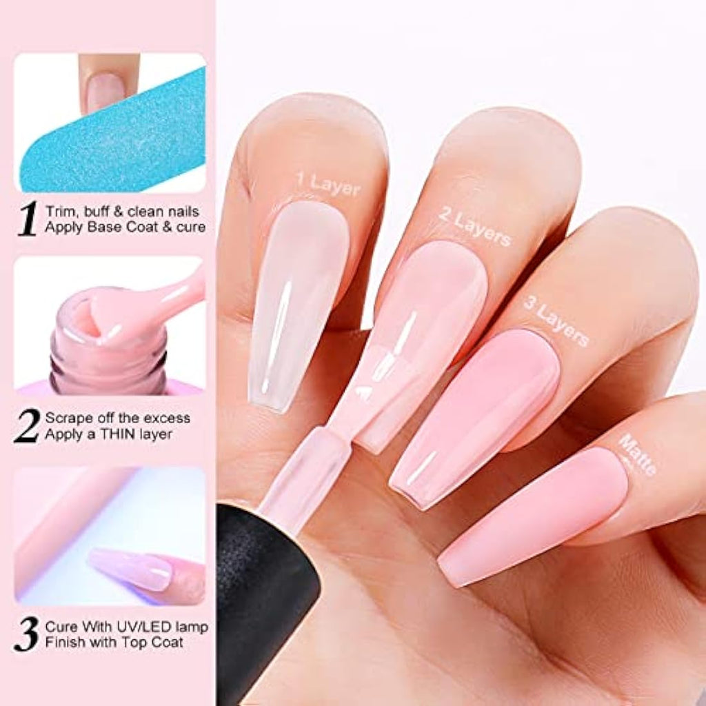 AIMEILI Base and Top Coat Gel Nail Polish Set - UV LED Soak Off (2x15ml)