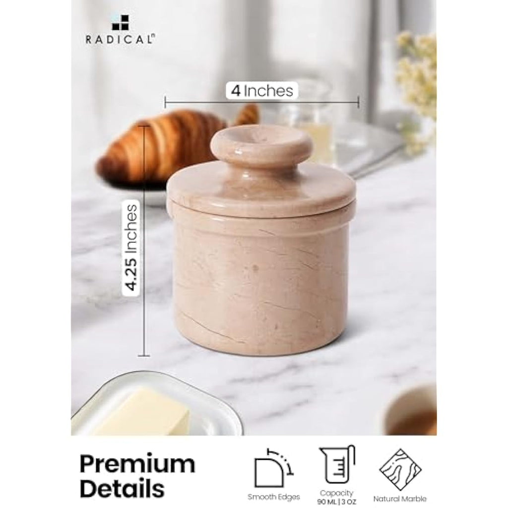 Radicaln Handmade Marble Butter Keeper – French Butter Crock for Counter