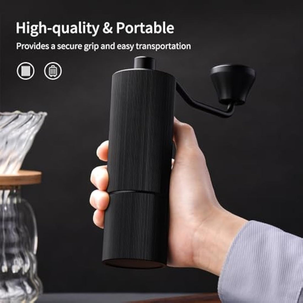 ELMWAY Manual Coffee Grinder – Stainless Steel Burr & Aluminium Body