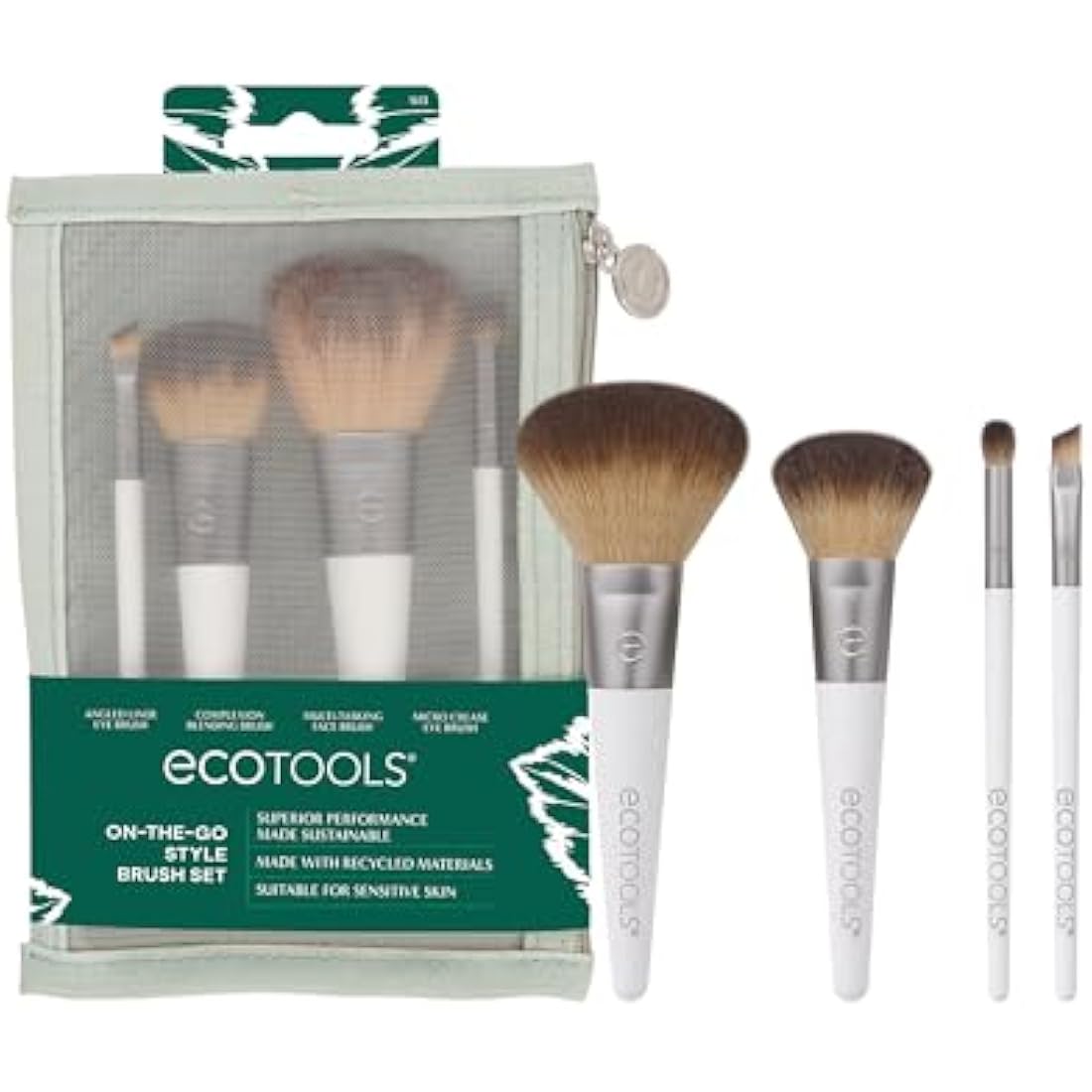 EcoTools On-The-Go Makeup Brush Kit | 5-Piece Travel Set | Vegan