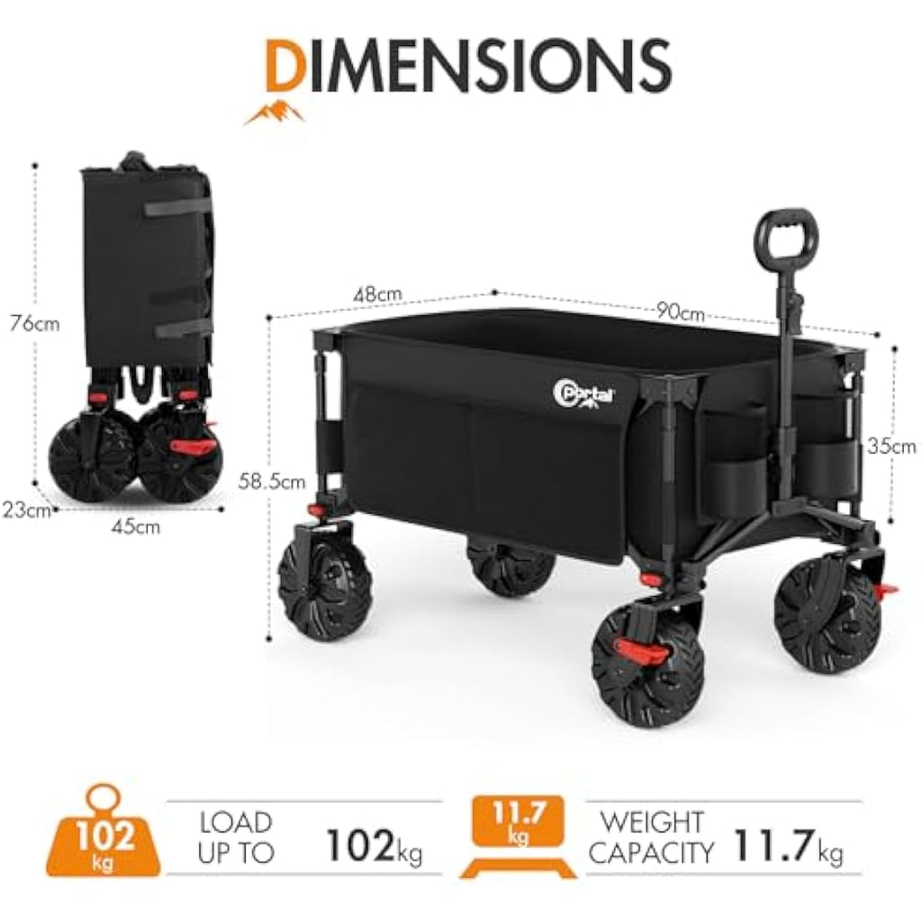 PORTAL All-Terrain Beach Trolley | Heavy Duty Folding Camping Wagon