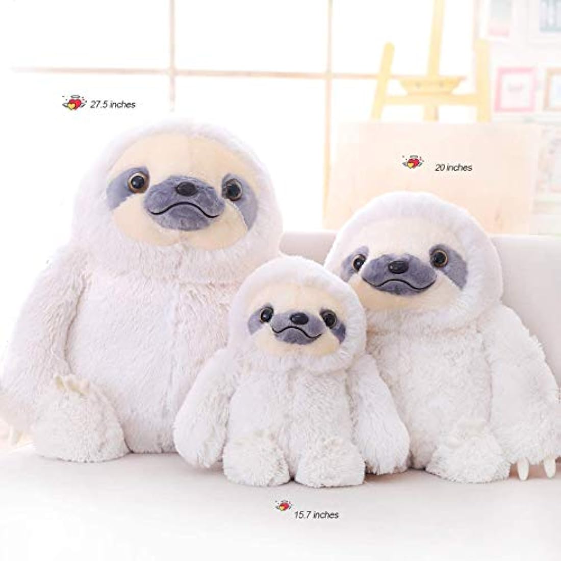 Winsterch Large Sloth Stuffed Animal – Soft Plush Toy, Ivory, 15.7 Inch