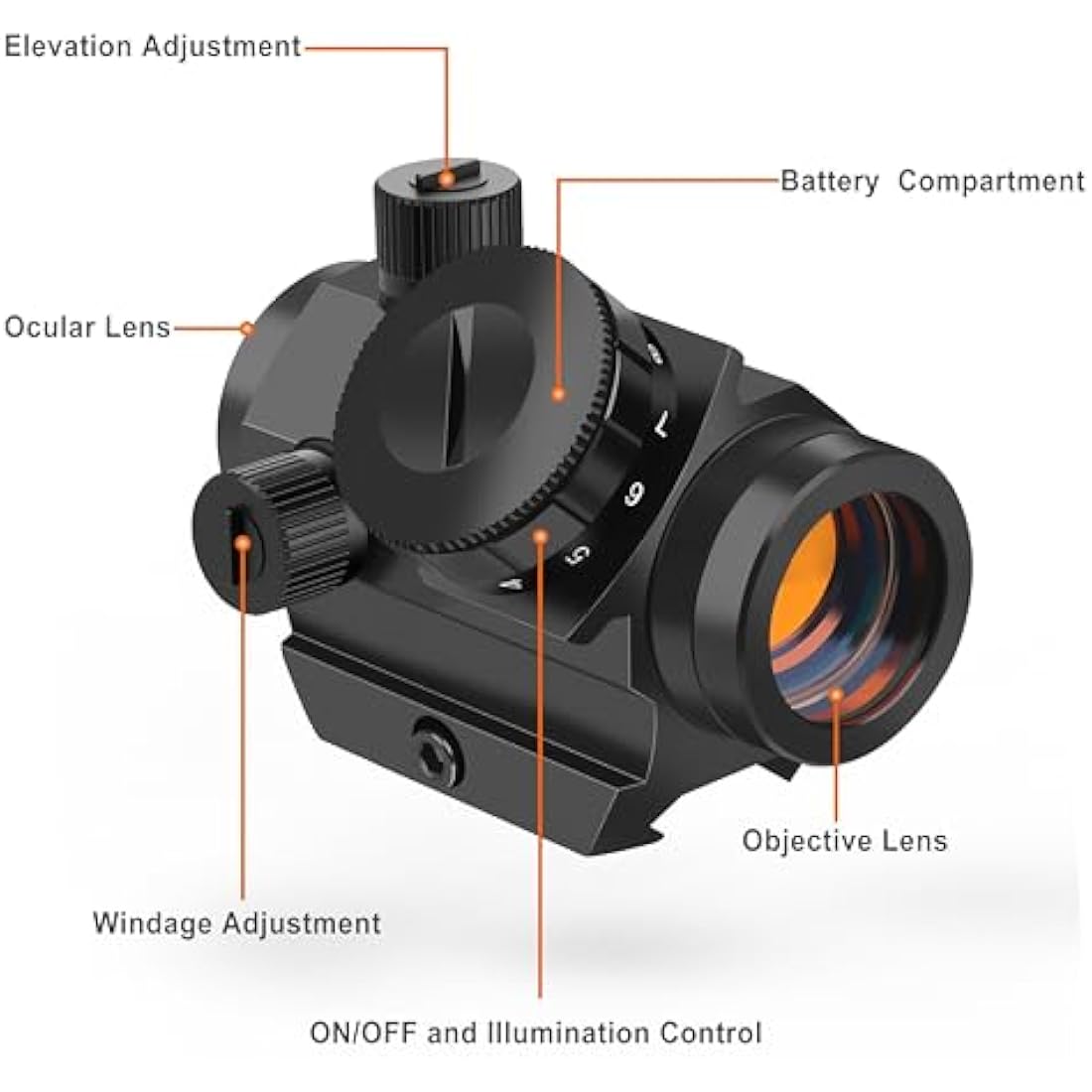Feyachi RDS-25 Red Dot Sight - 4 MOA Rifle Scope with 1 inch Riser Mount