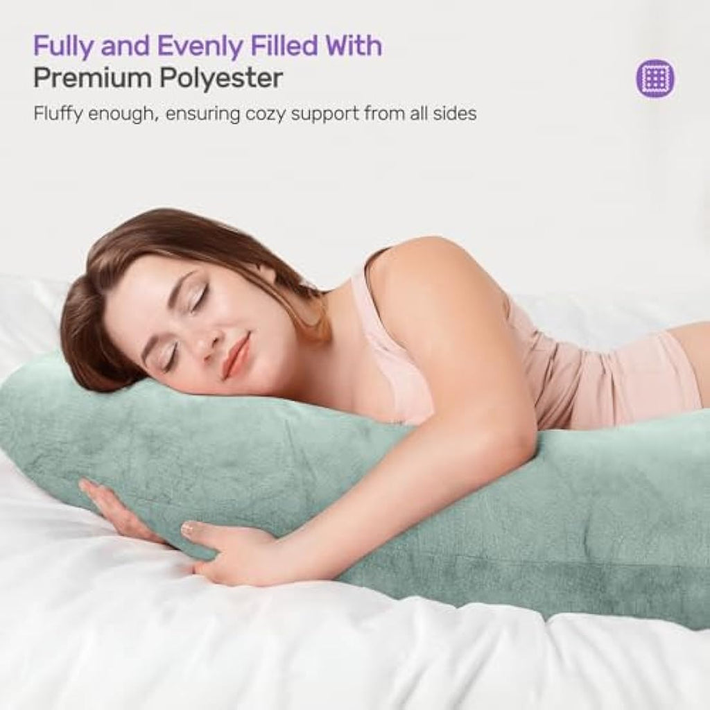 Nuliie U-Shaped Pregnancy Pillow | Full Body Support Velvet Cover - Green