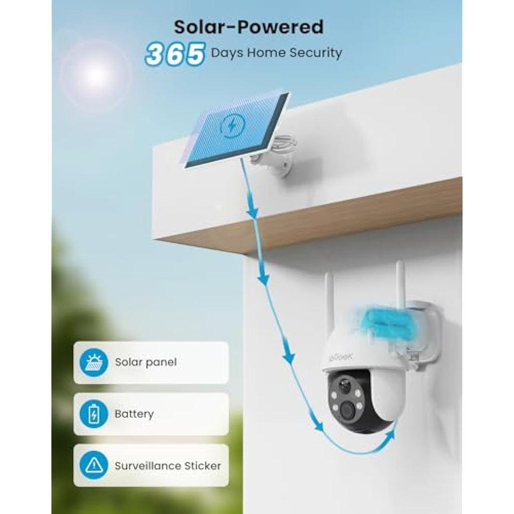 ieGeek 2K Solar Security Camera – 360° Wireless Outdoor CCTV with Night Vision