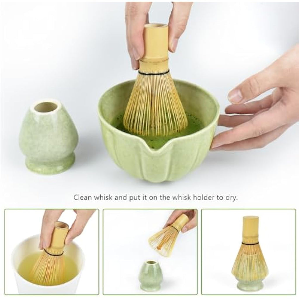 Artcome 6-Piece Japanese Matcha Tea Set with Spout Bowl and Whisk