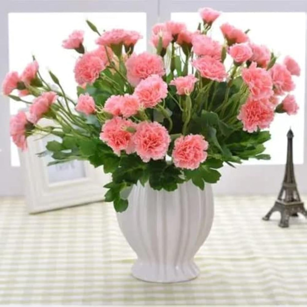 Jolof Store Artificial Carnations – 40 Heads UV Resistant Silk Bouquet, Pink