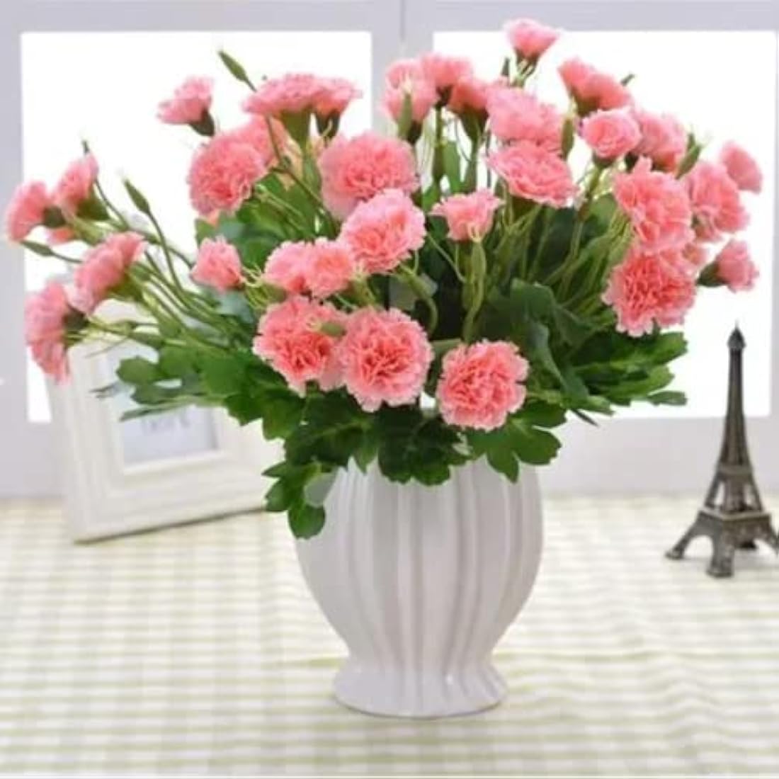 Jolof Store Artificial Carnations – 40 Heads UV Resistant Silk Bouquet, Pink