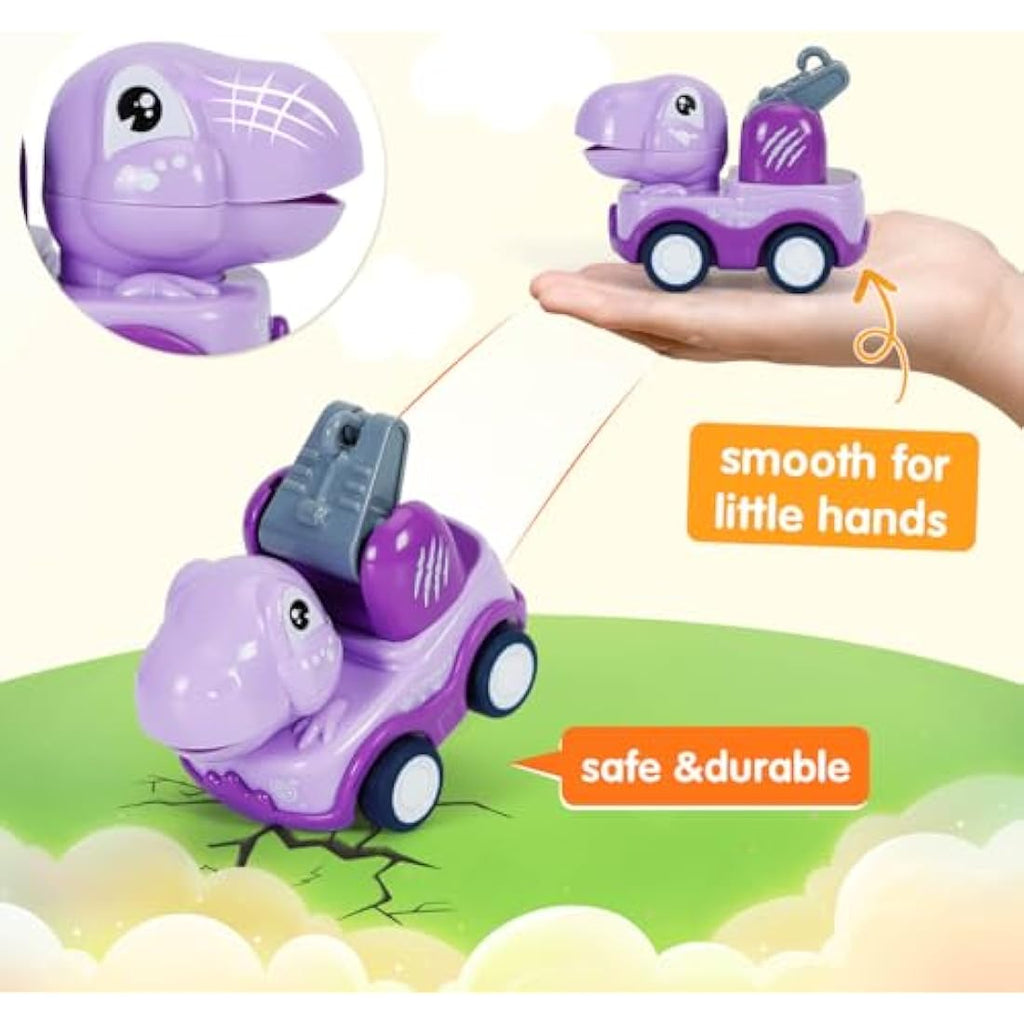 10-Piece Pull Back Dinosaur Toy Cars with Playmat & Bag