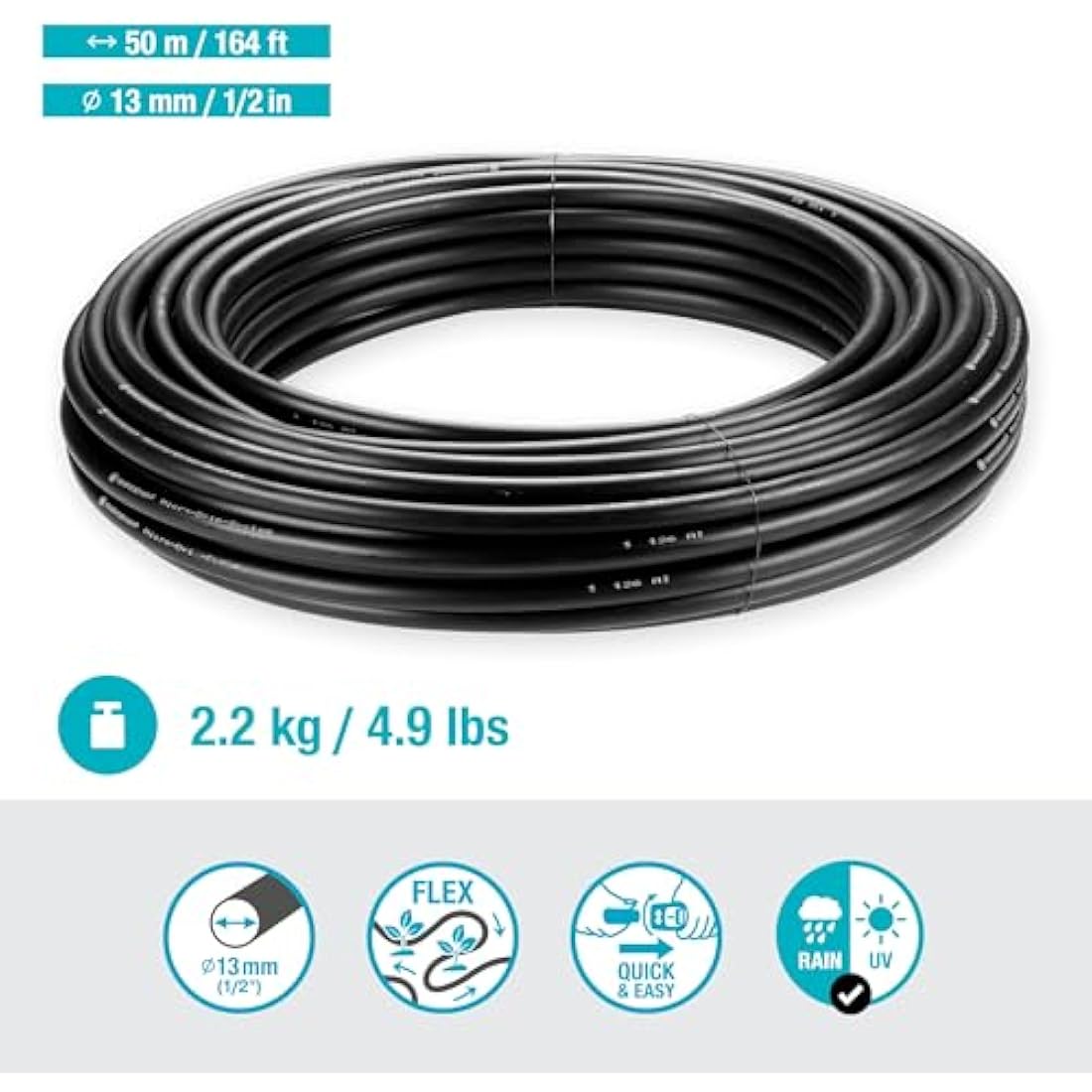 Gardena Micro-Drip System Connecting Pipe – 13mm (1/2") UV-Stable, 50m