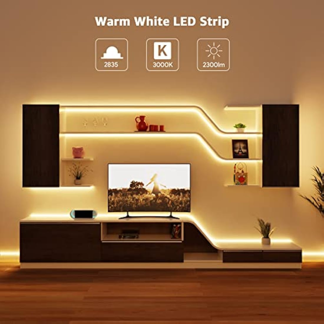 Jolof Store Warm White LED Strip Lights – 10M Flexible 3000K Lightstrip