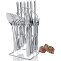 Jolof Store 24-Piece Stainless Steel Cutlery Set with Stand for 6 – Silver