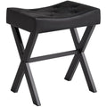 IBUYKE U-Shaped PU Leather Vanity Stool - Black X-Leg Makeup Ottoman