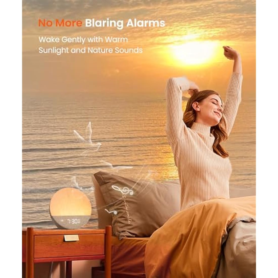 Dreamegg Sunrise 1 Alarm Clock | White Noise Machine & Wake Up Light