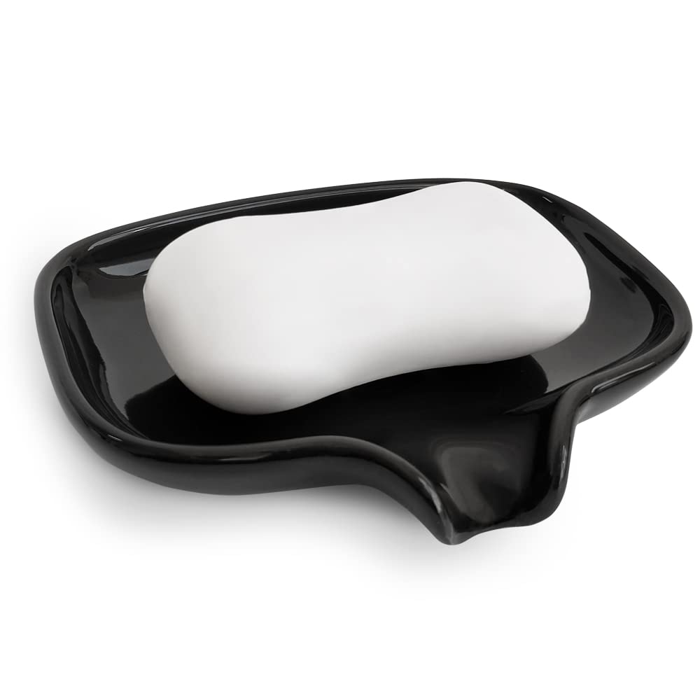 Jolof Store Ceramic Soap Dish – Self-Draining Porcelain Holder, Black