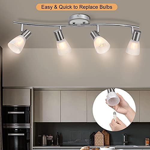 Unikcst 4-Way LED Ceiling Spotlights | Chrome & Glass Adjustable Lamp
