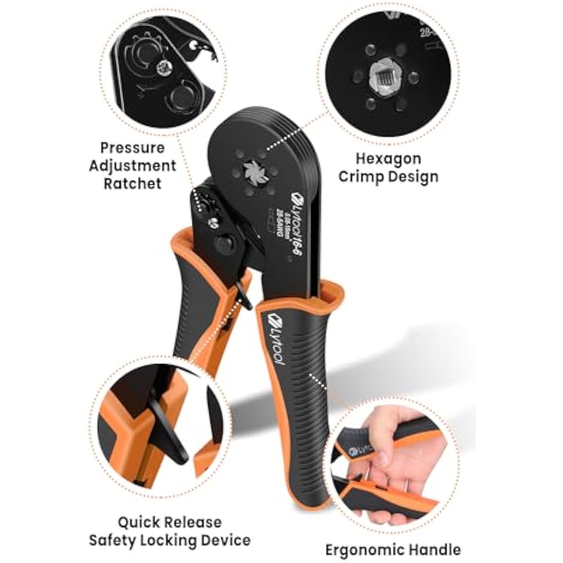 Lytool Hexagonal Ferrule Crimping Tool Kit with 1200Pcs Terminals 0.08-16mm²