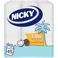 Nicky Elite Coconut Fresh Toilet Tissue | 45 Rolls | 3-Ply White Paper