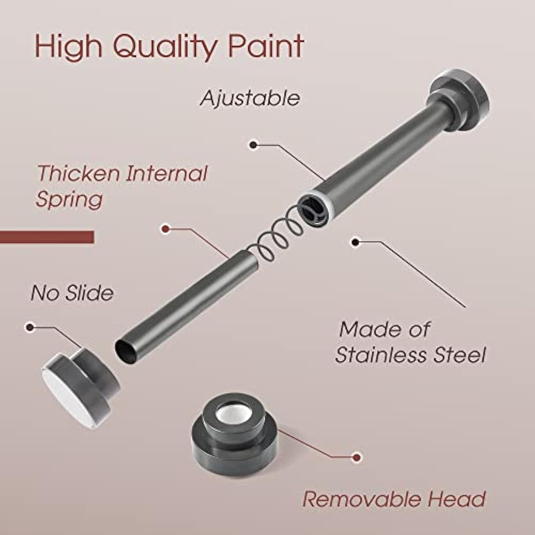 Stainless Steel Tension Rod | 83-130cm No-Drill Shower Pole