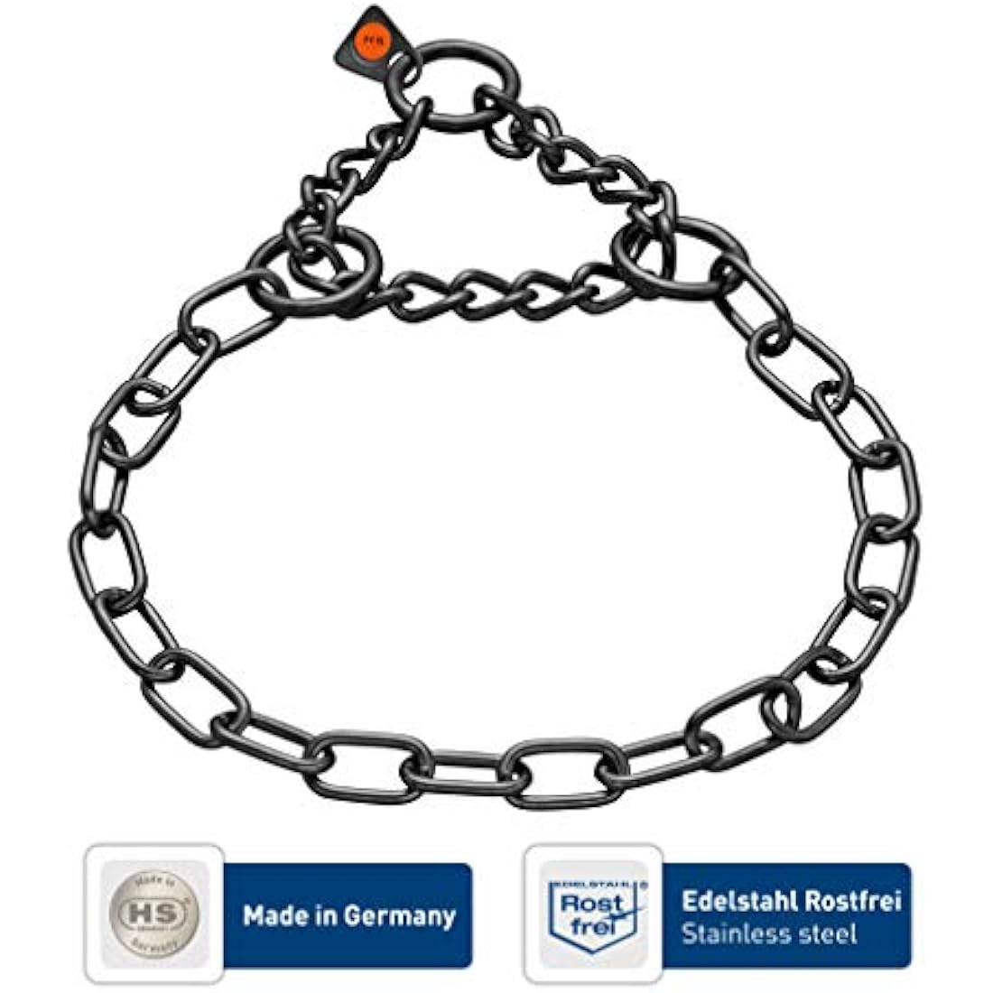 Sprenger Stainless Steel Dog Necklace – Black Training Collar for Dogs 55cm