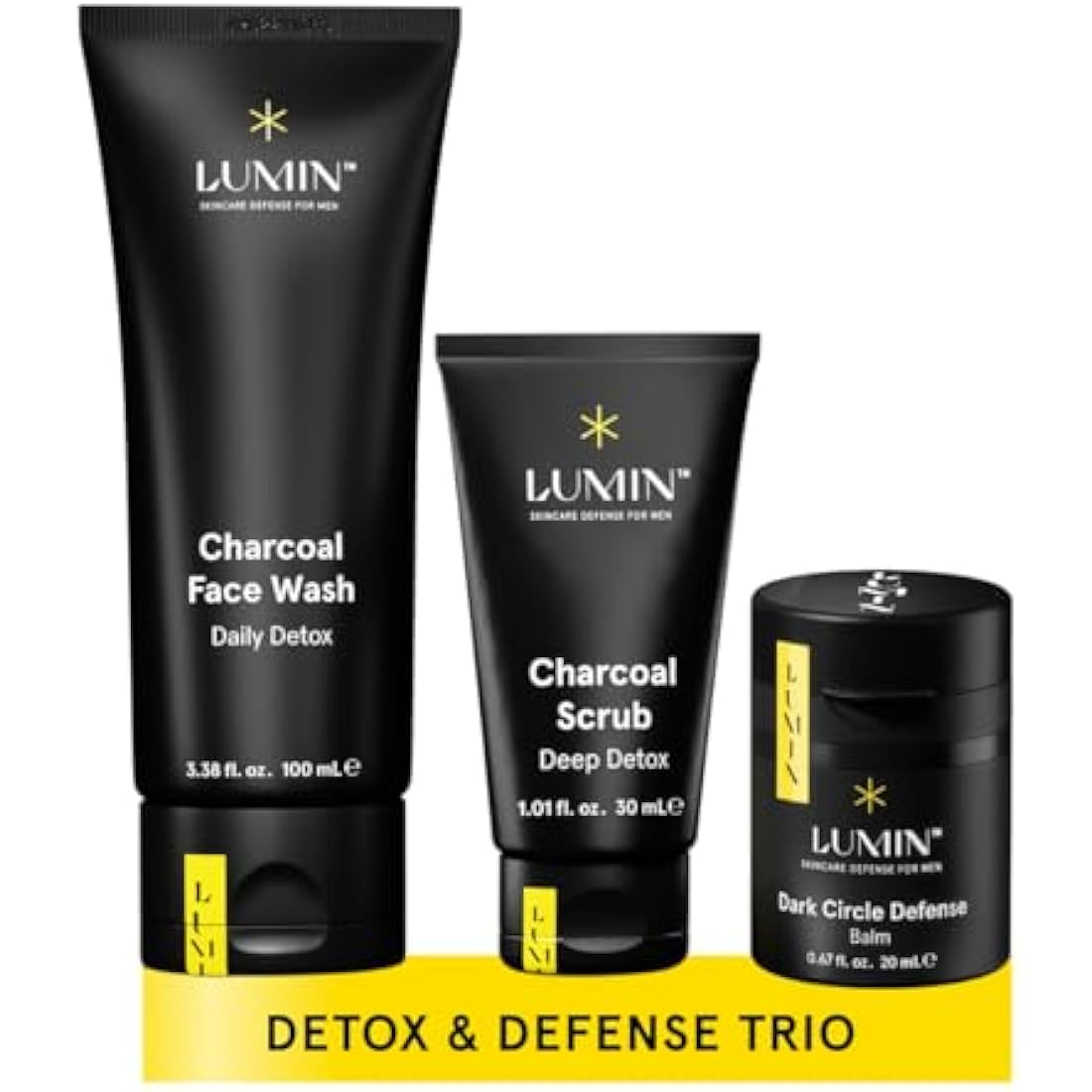 Lumin Men's Skincare Kit – Charcoal Scrub, Moisturizer & Eye Balm