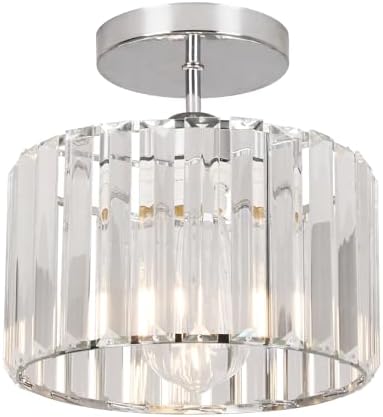Crystal Ceiling Light – Modern Rose Gold Flush Mount Lamp
