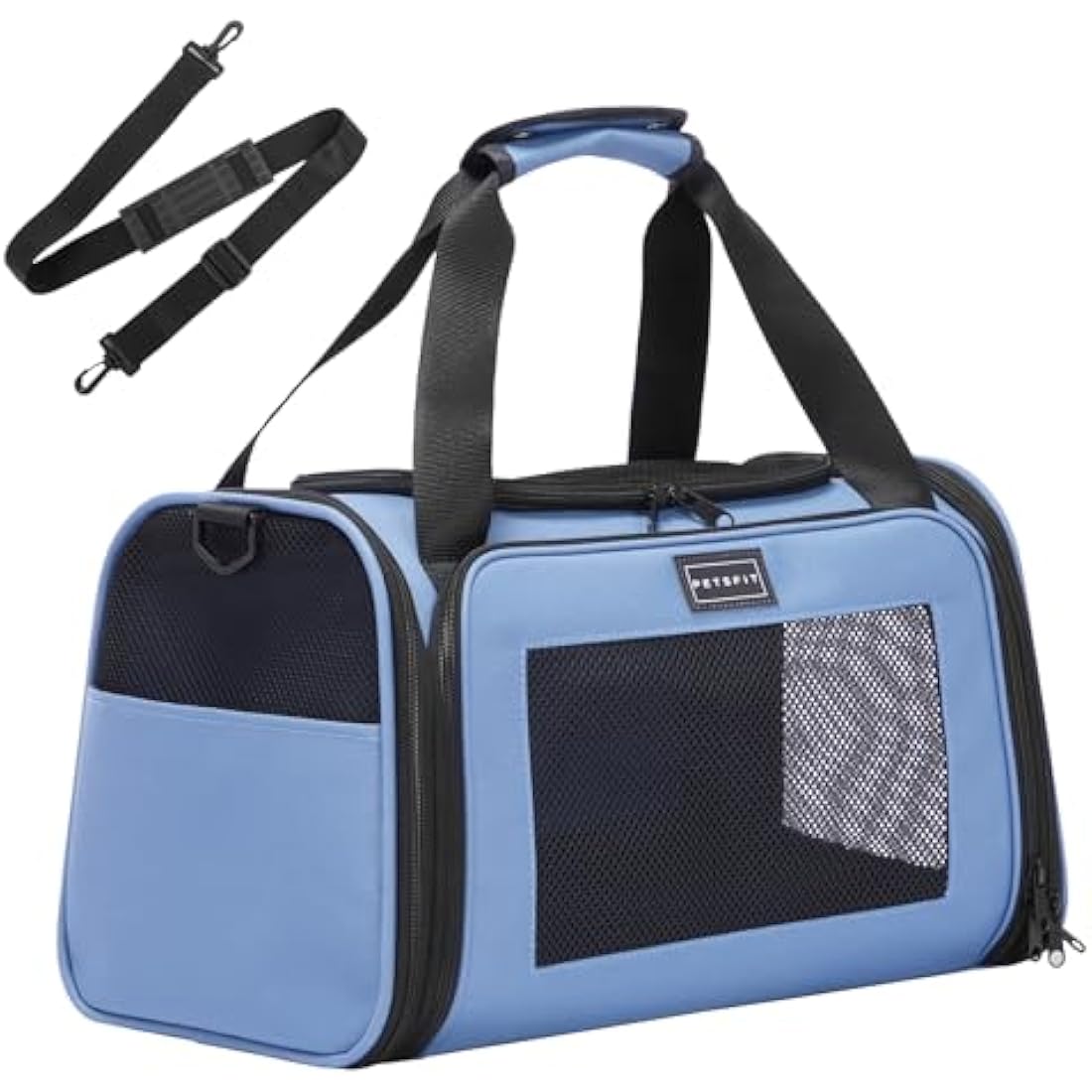Petsfit Large Soft Cat Carrier with Fleece Mat for Small Dogs - Blue