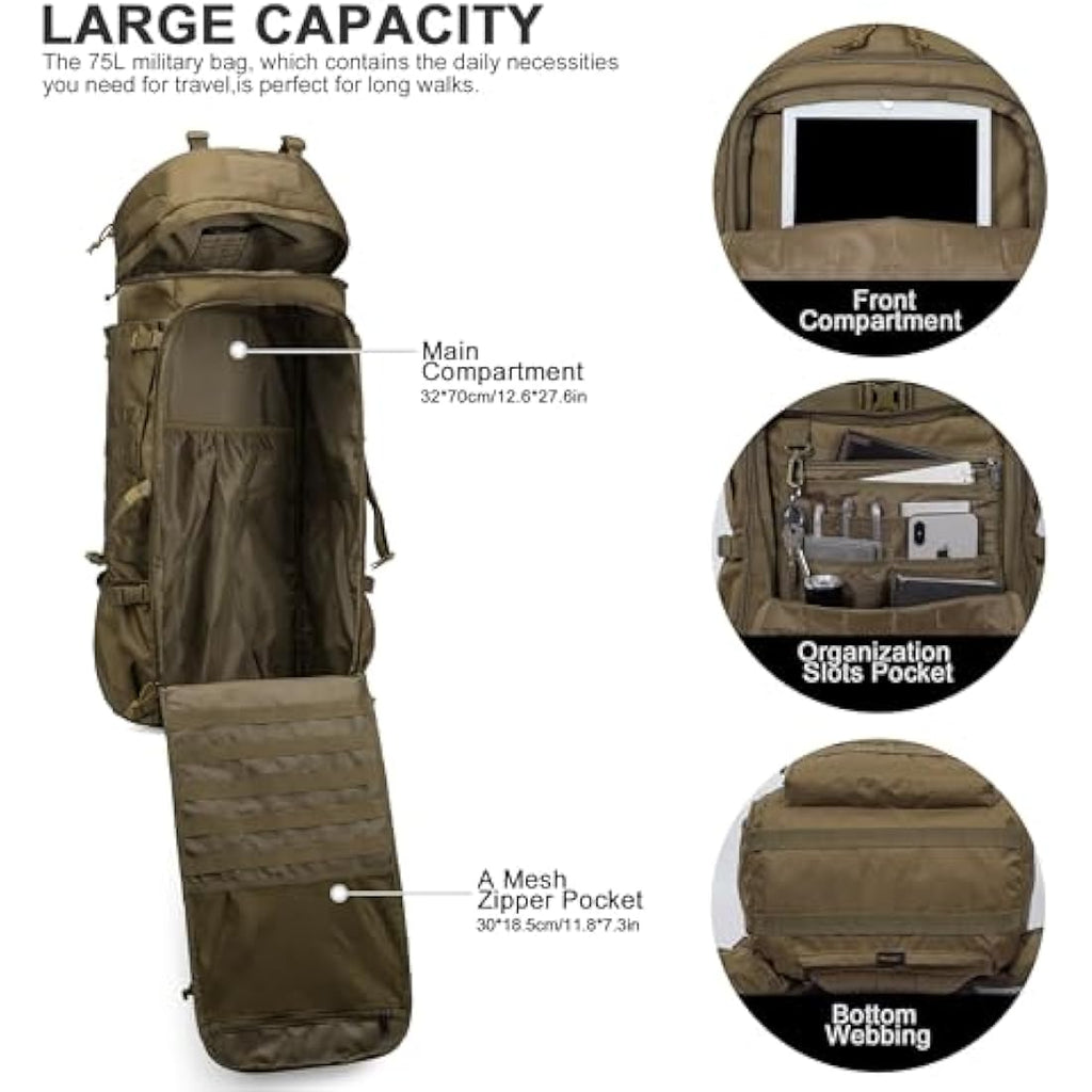 Mardingtop 75L Tactical Backpack – 600D Molle Military Rucksack
