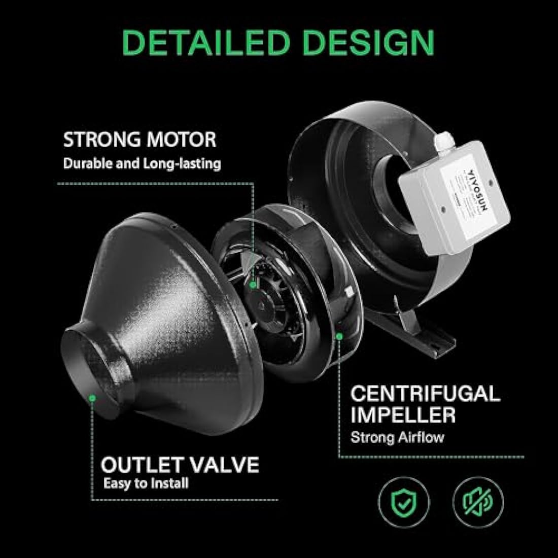 VIVOSUN 200mm Inline Duct Fan | 740 CFM Extractor with Speed Control