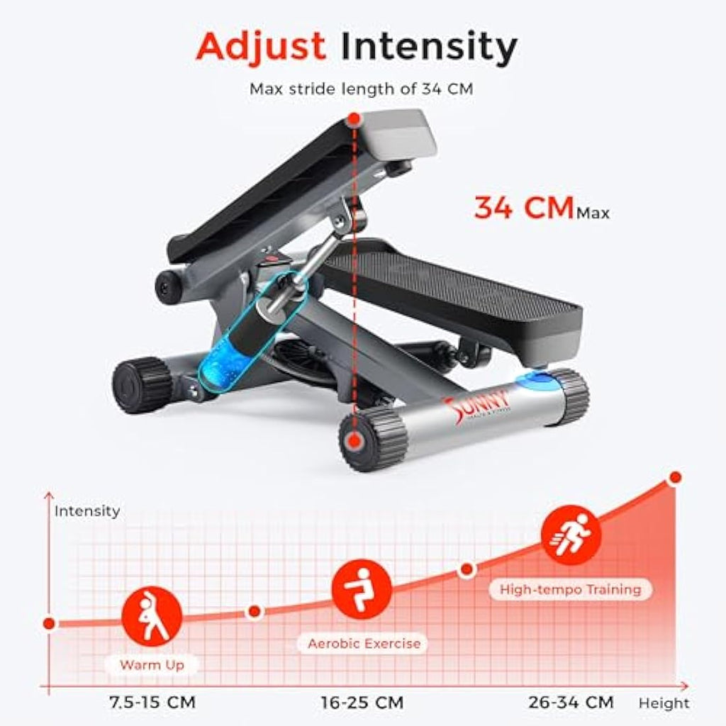 Sunny Health & Fitness Mini Stepper with Resistance Bands – 135kg Capacity