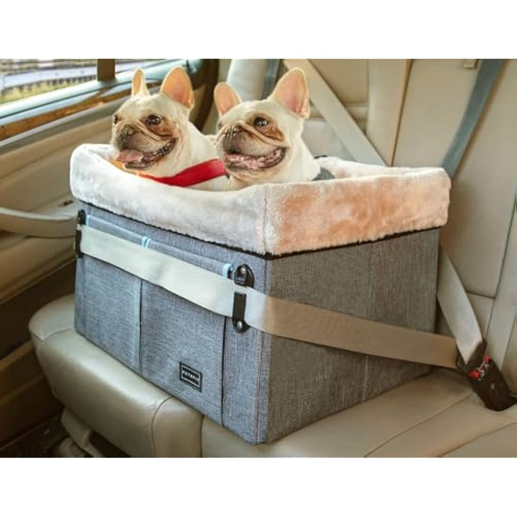 Petsfit Dog Car Seat for Medium Dogs | Elevated Booster Seat, Light Grey