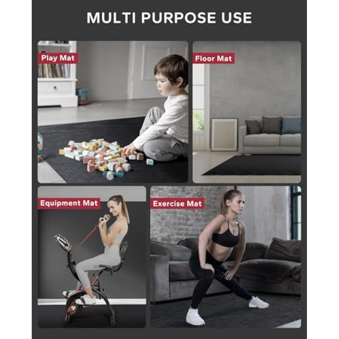 Hapbear Large Exercise Mat – 8mm Non-Slip Yoga Mat for Home Gym