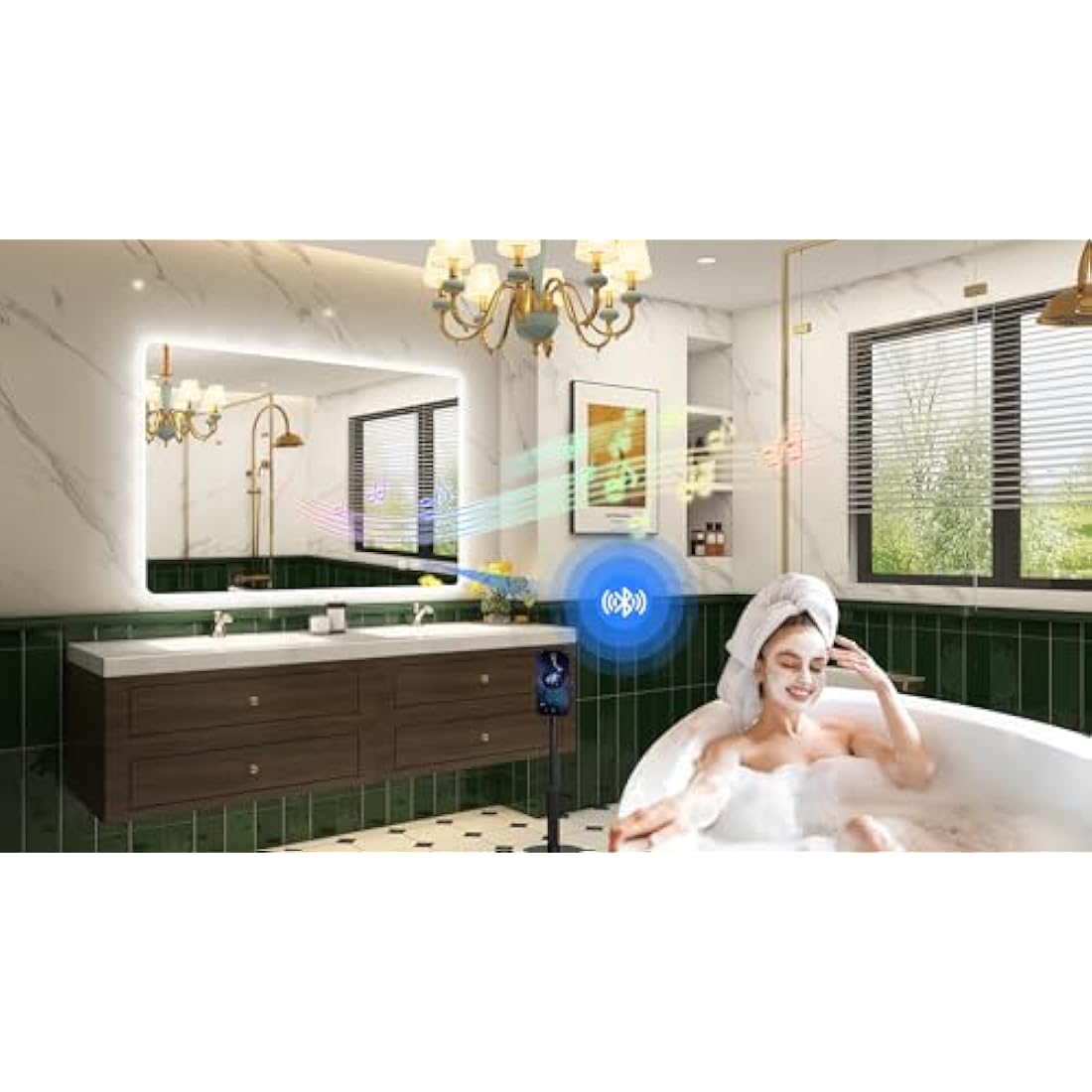 STARLEAD Bluetooth LED Bathroom Mirror | 50x70cm Anti-Fog Dimmable Smart Mirror