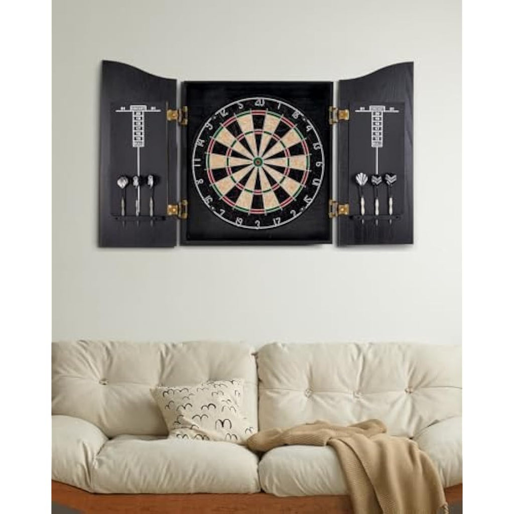 Yirinatek Sisal Dart Board Cabinet Set | Professional Steel Tip Darts