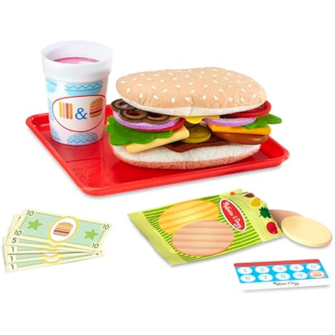 Melissa & Doug Wooden Sandwich Counter - 52pc Pretend Play Food Kitchen Set