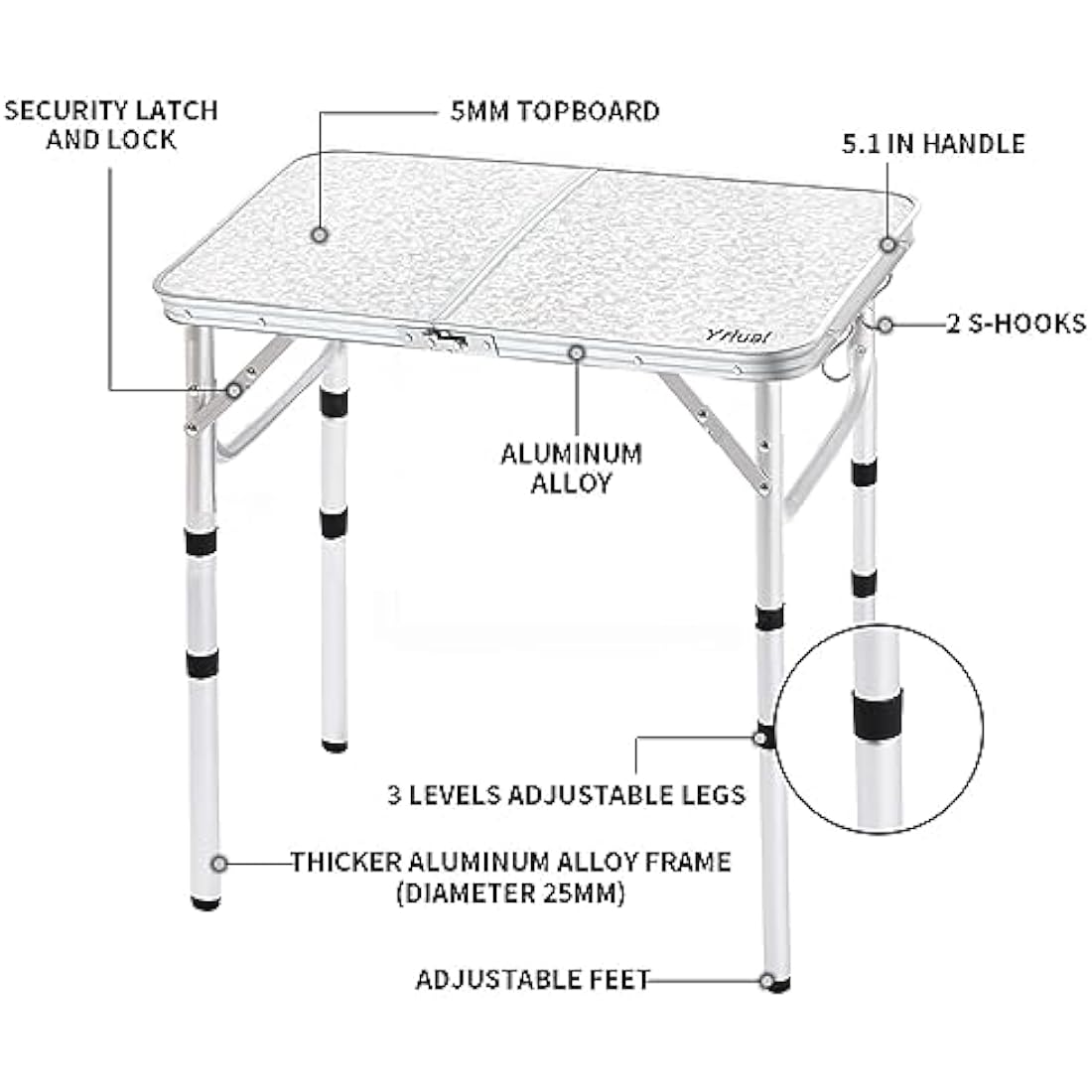 Folding Camping Table | 2ft Portable Aluminum Picnic Table