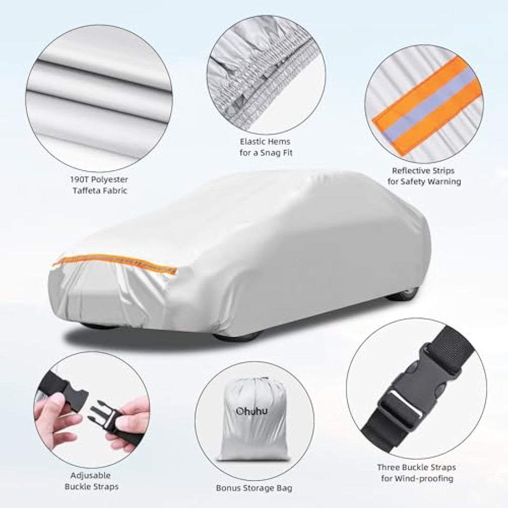 Ohuhu All-Weather Sedan Car Cover | 191-201" UV Protection & Windproof