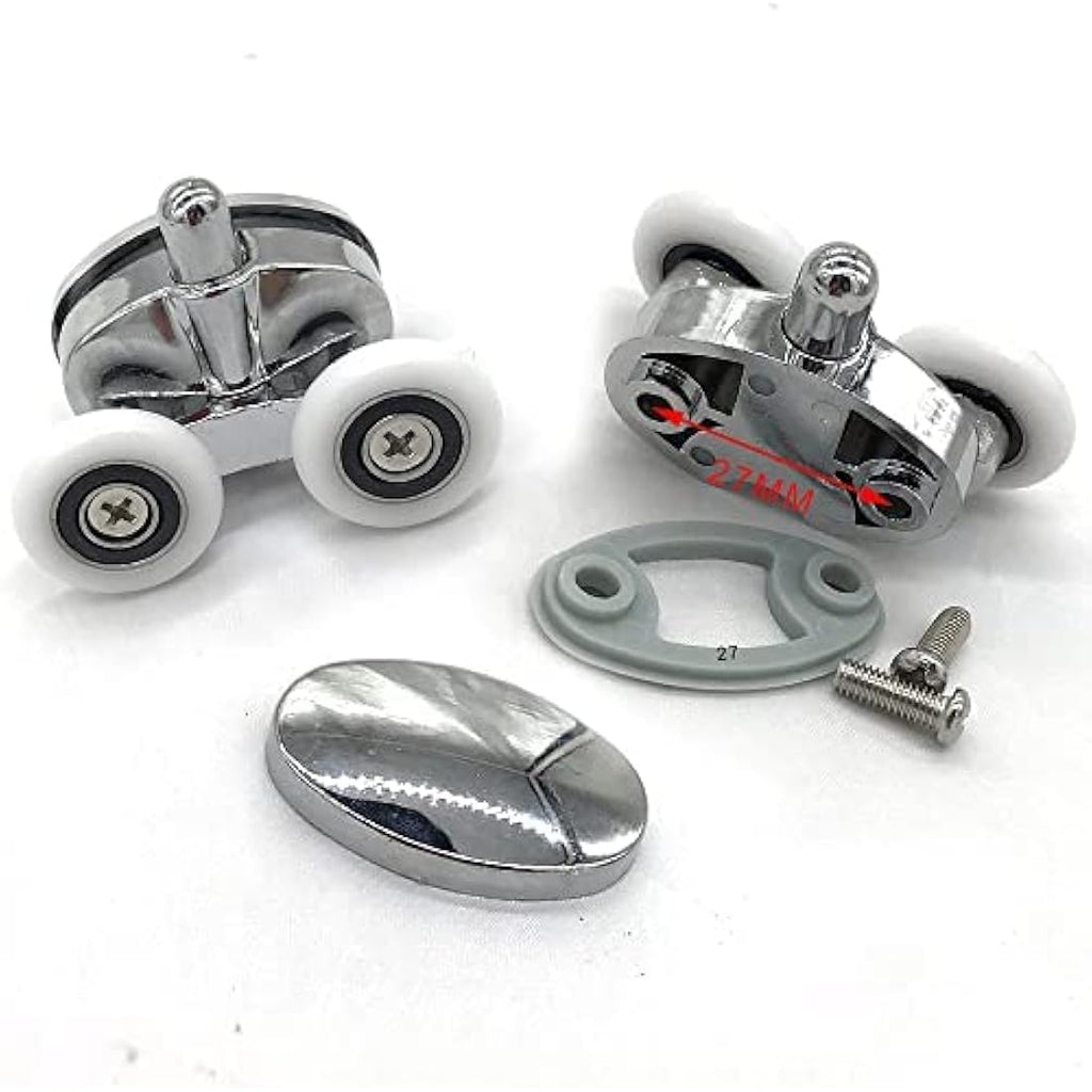YUANQIAN Twin Wheel Shower Door Rollers | 25mm Oval Butterfly Set of 4