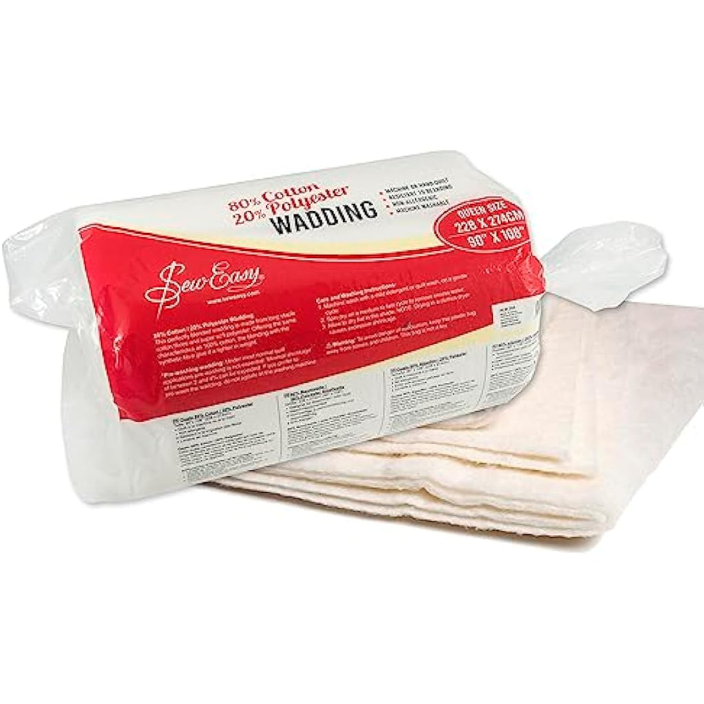 Sew Easy Cotton Polyester Quilting Batting - Queen Size Wadding 90x108"
