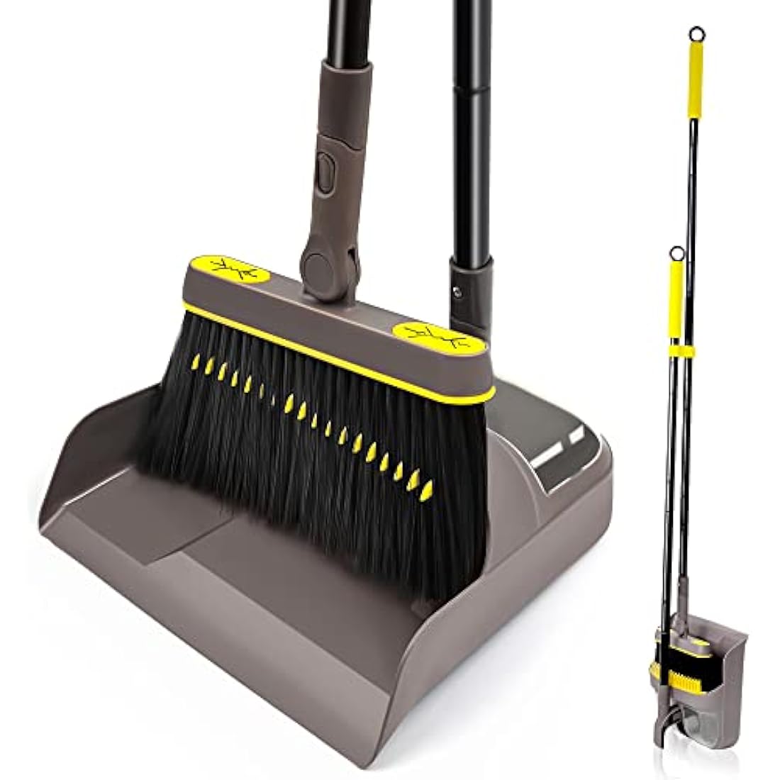 JEHONN Long Handle Dustpan and Brush Set | 180° Swivel Head Broom