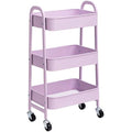DOEWORKS 3-Tier Metal Rolling Utility Cart - Slim Storage Trolley, Purple