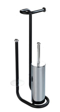 WENKO Universalo 3-in-1 Toilet Brush and Spare Roll Holder | Black Steel