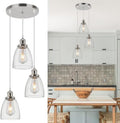 Jolof Store Industrial 3-Light Glass Pendant Light – Brushed Nickel Cone