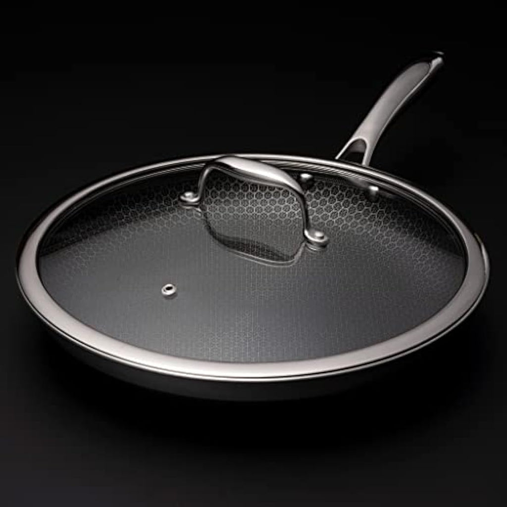 HexClad 30 cm Tempered Glass Lid – Steam Vented Hybrid Cookware
