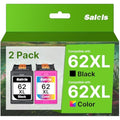 Salols 62XL Ink Cartridges Replacement for HP 62 - Black & Tri-Color 2-Pack