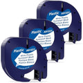 MarkField 12mm Label Tape for Dymo LetraTag LT-100H – Black on White, 3 Pack