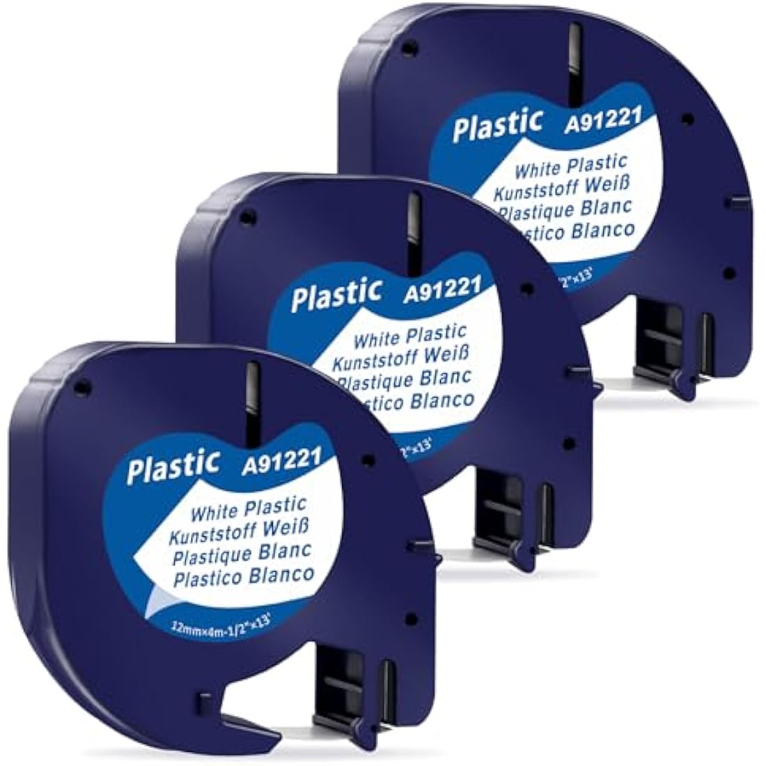 MarkField 12mm Label Tape for Dymo LetraTag LT-100H – Black on White, 3 Pack