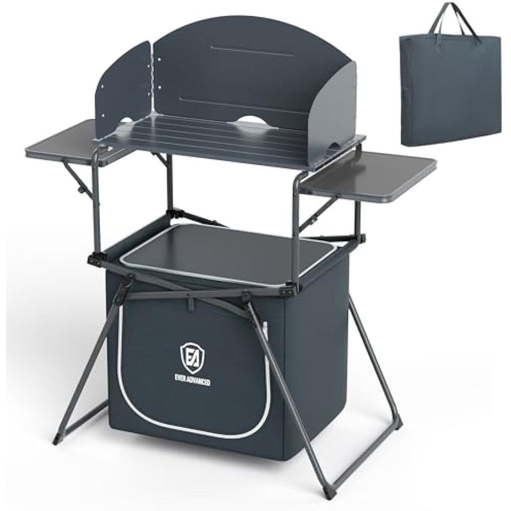 Ever Advanced Folding Camping Kitchen Table with Windscreen and Storage